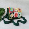 Cotton Yarn Handbag With Colorful Floral Pattern