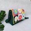 Cotton Yarn Handbag With Colorful Floral Pattern