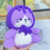 Cute Stuffed Cat With Purple Scarf on Head