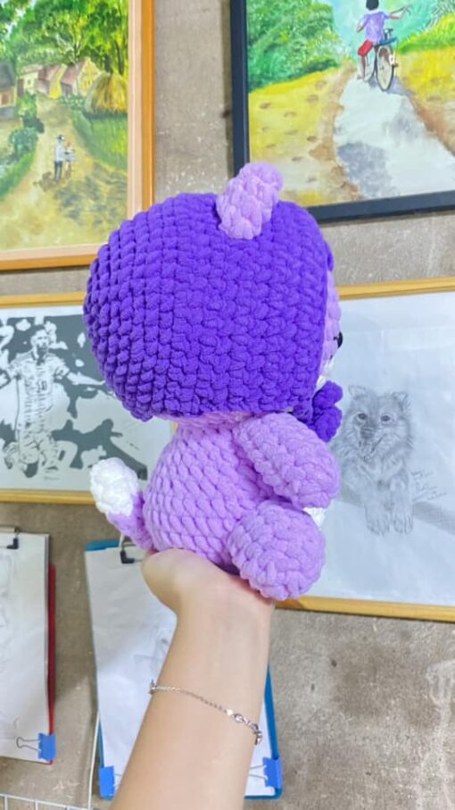 Cute Stuffed Cat With Purple Scarf on Head