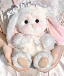 Cute Stuffed Rabbit With Bow Tie Around Neck