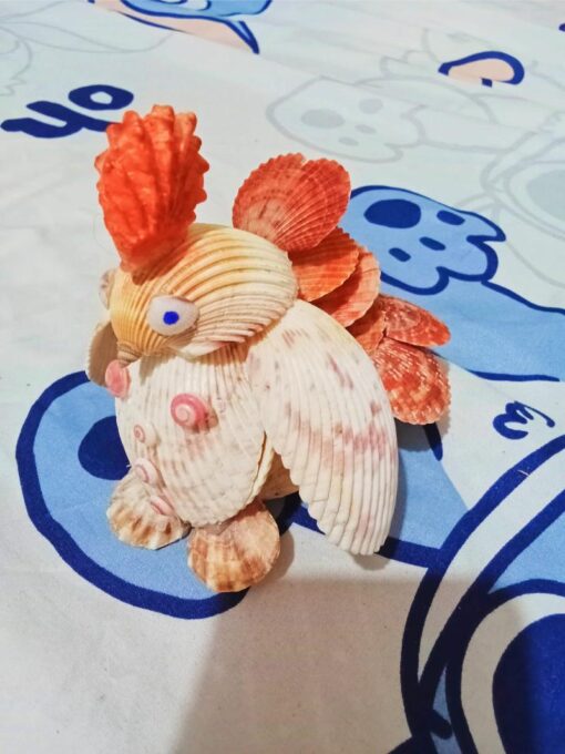 Decorative Rooster Made of Seashells