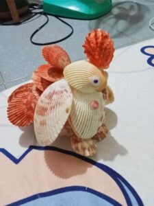 Decorative Rooster Made of Seashells