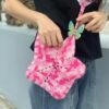 Pink Star Shaped Wool Handbag