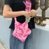 Pink Star Shaped Wool Handbag