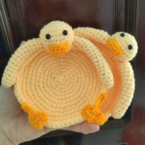 Set of 2 Cute Orange Duck Design Coasters