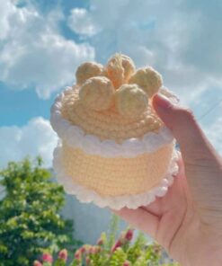 Wool Crochet Ornament With Cupcake Design