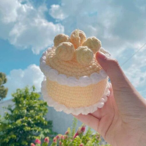 Wool Crochet Ornament With Cupcake Design