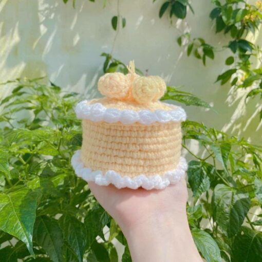 Wool Crochet Ornament With Cupcake Design