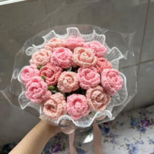 Wool Crochet Rose Bouquet